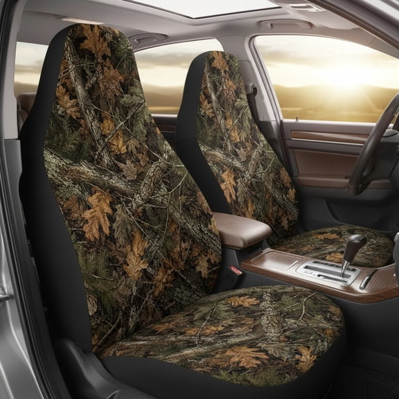Emacom Ltd Tree Camouflage Car Seat Covers, Woodland Camo Auto Seat Protectors, Universal Fit Vehicle Interior Accessories for Hunters
