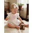 thumbnail image 4 of Cenuakty Baby Girls Shorts Set, Short Sleeve Embroidery Bow Letters T-shirt with Shorts and Hairband Summer Outfit, 4 of 9