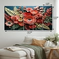 thumbnail image 4 of Designart "Ferns Coral Papercut" Floral Wall Art Prints Set, 4 of 5