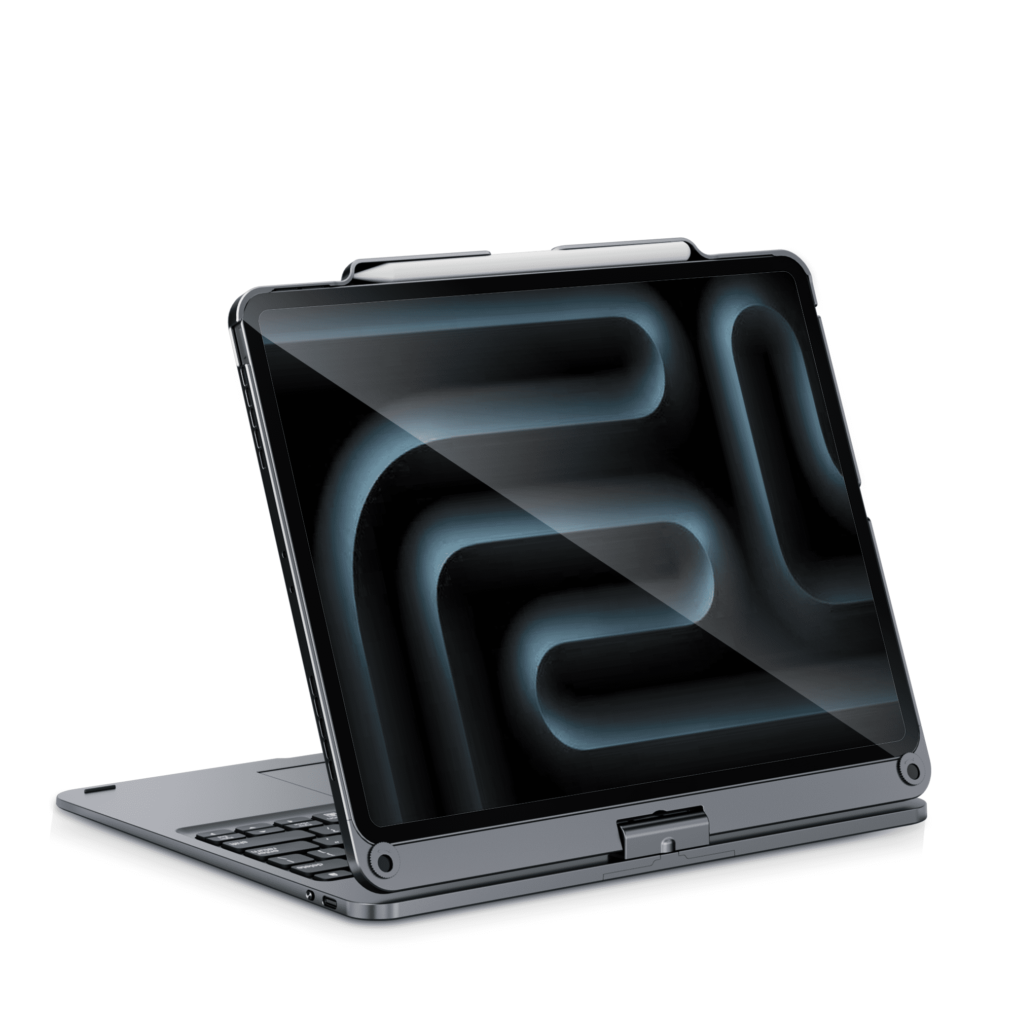 Pekarejue Keyboard Case for Apple iPad Pro 12.9-inch 2022 6th 5th 4th 3rd Generation: Smart Trackpad RGB Backlight, 360 Rotatable Cover and Pencil Holder for Apple iPad Pro 12.9 inch Metallic Gray