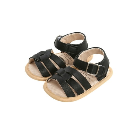 

Calsunbaby Infants Baby Boys Girls Leather Sandals Newborn Anti-Slip Soft Sole House Flat Shoes with Cross Strap