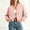 Pink, variant on Women Short Bomber Jacket Long Sleeve Mock Neck Coat With Pockets Button Front Casual Loose Fit Outerwear for Fall Fashion