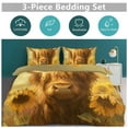 thumbnail image 5 of 3 Pcs Soft Bedding Set, Includes 1 Duvet Cover with Zipper And 2 Pillow,Shams Highland Cow with Sunflowers Twin(86"x70"), 5 of 8