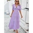 thumbnail image 3 of Yesfashion Shirt Dresses for Women 2025 V Neck Ruffle Short Sleeve Loose Casual Flowy Summer Shift Dress, 3 of 5