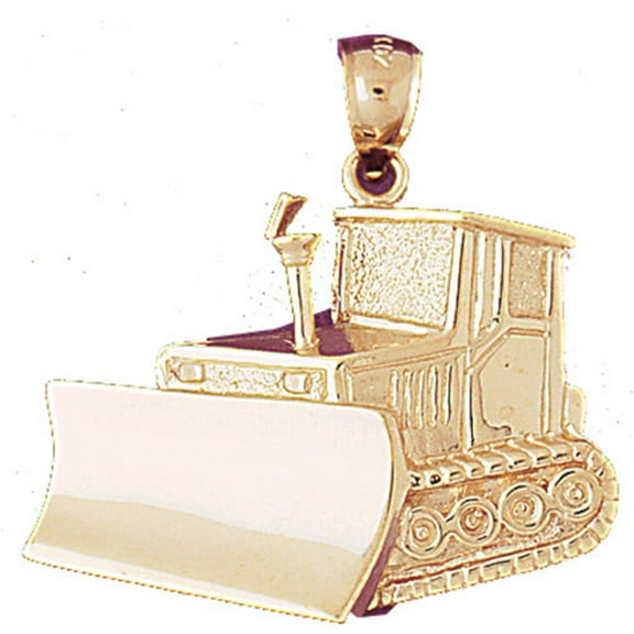 14K Yellow Gold Bulldozer Pendant - 32 mm
