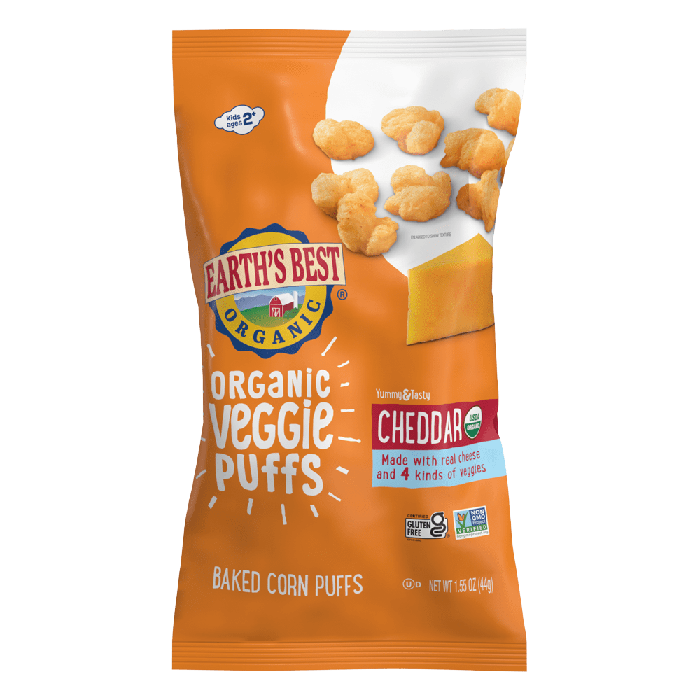 (6 pack) EARTH'S BEST Veggie Puffs Cheddar2.5 OZ