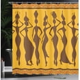 thumbnail image 4 of Ambesonne Afro Shower Curtain, Exotic Females Bohemian Art, 69"Wx84"L, Marigold and Brown, 4 of 5
