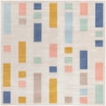 thumbnail image 4 of Unique Loom Cherry Lotus Rug Multi/Light Blue 6' 1" Square Geometric Contemporary Perfect For Dining Room Living Room Bed Room, 4 of 8