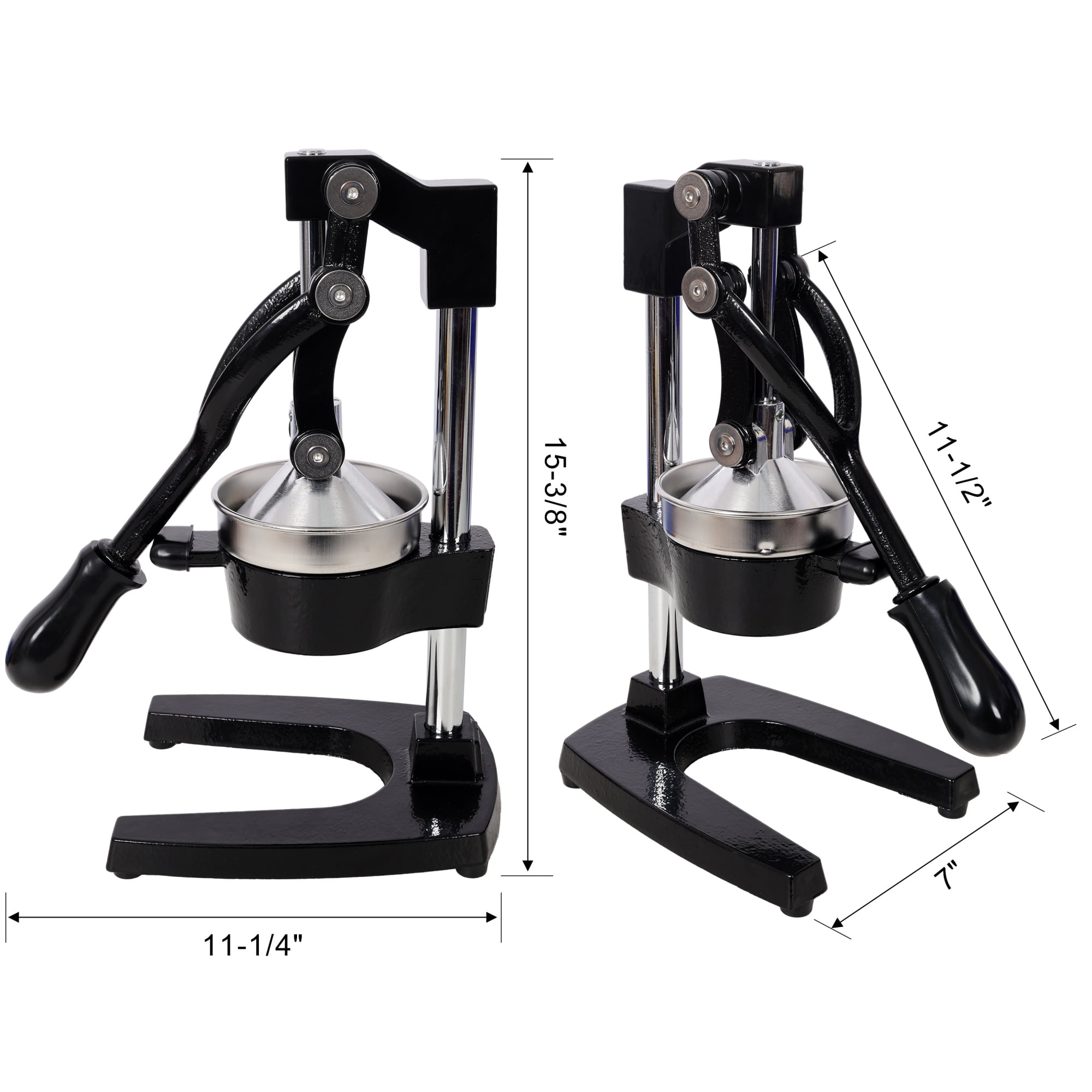 Leumius Manual Citrus Juicer,Extra-Large Countertop Squeezer, Easy Juicing, Easy Clean Stainless Steel & Cast Iron,Non-Slip Base,Black