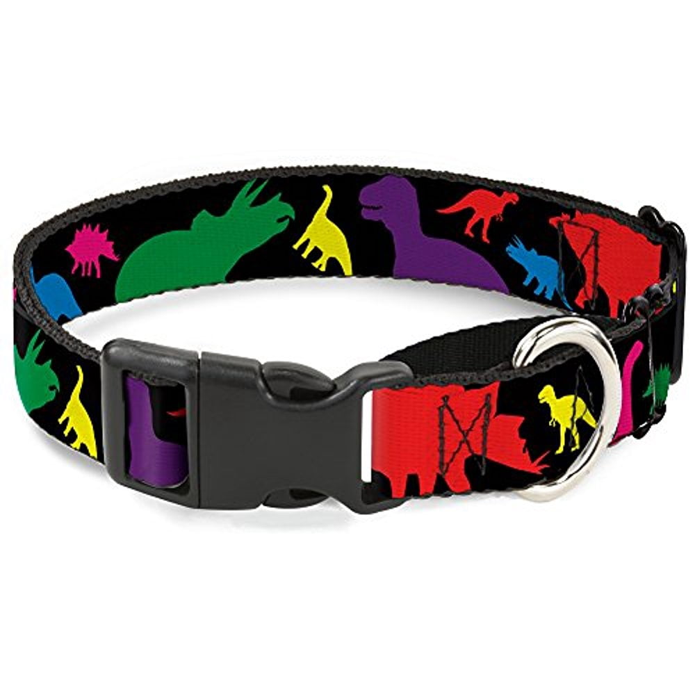 buckle-down dinosaur silhouette black multi color martingale dog collar