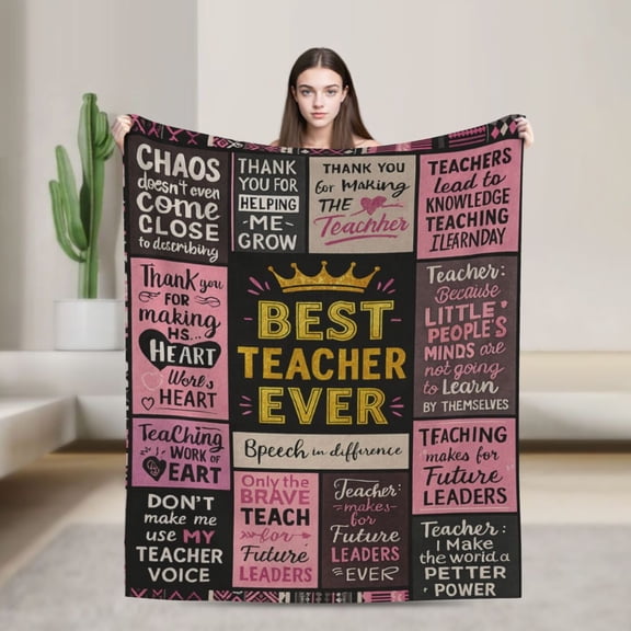 Teacher Gifts for Women Best Teacher Blanket Throw Plush Flannel Teacher Appreciation Gifts for Teachers Female Office Decor Retirement Birthday Gifts 50x40