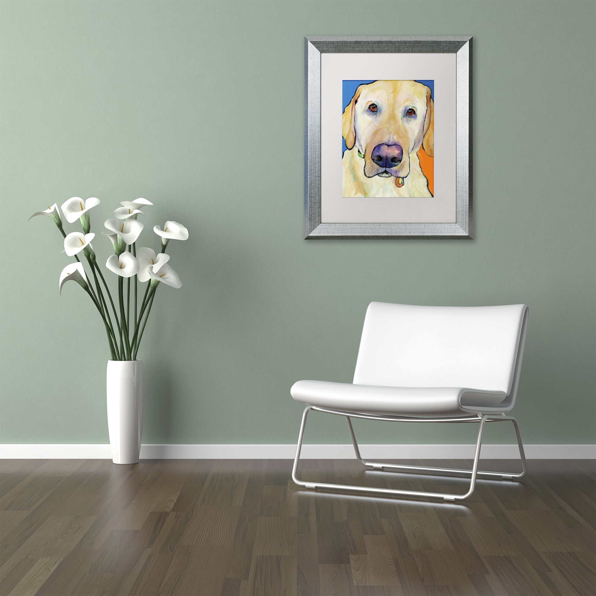Trademark Fine Art "Spenser" Canvas Art by Pat Saunders-White, White Matte, Silver Frame