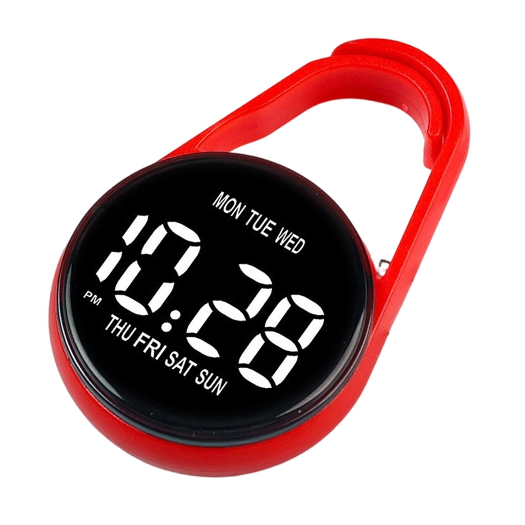 Electronic LED Hanging Clock Touch Control Small Pocket Watch with Keychain Clip Battery Operated photo Electronic LED Hanging Clock Touch Control Small Pocket Watch with Keychain Clip Battery Operated