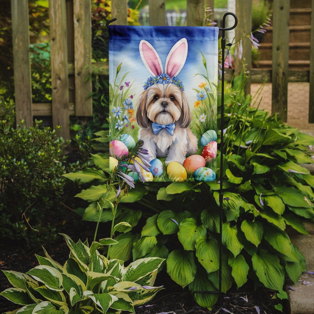Lhasa Apso Easter Egg Hunt Garden Flag 11.25 in x 15.5 in