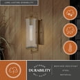 thumbnail image 4 of Morgan Park 16 in. H 1-Light Warm Brass Dusk to Dawn Modern Outdoor Wall Sconce with Clear Seeded Glass Shade, Steel Frame, LED Compatible, Use for Exterior Porch Patio Front Door or Garage, 4 of 10