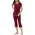 thumbnail image 2 of Unique Bargains Women's Lounge Pajama Round Neck Capri Nightwear Casual Sleepwear Sets, 2 of 5