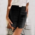 thumbnail image 2 of IROINNID Elastic Waist Short Skirts For Women Fashion High Waist Body-cons Skirts Party Wet Look Pencil Solid Color Skirt, 2 of 7