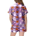 thumbnail image 5 of NIEWTR Halloween Short Sleeve Pajamas Set For Kids Girls Pumpkin Ghost Print Collared Tops and Shorts Pjs Set Breathable Relax Fit Kids Halloween 2 Pieces Nightwear, 5 of 5