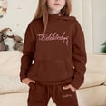 thumbnail image 2 of YOUSNH Clothes Set Children's Hoodie Set with Bow Print Girls Outfit Sets Coffee 3-4 Years, 2 of 4