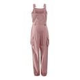 thumbnail image 4 of OKBOP Red Cargo Pants,Loose Dungarees Loose Long Pockets Rompers Jumpsuit Trousers Pants for Women, 4 of 9