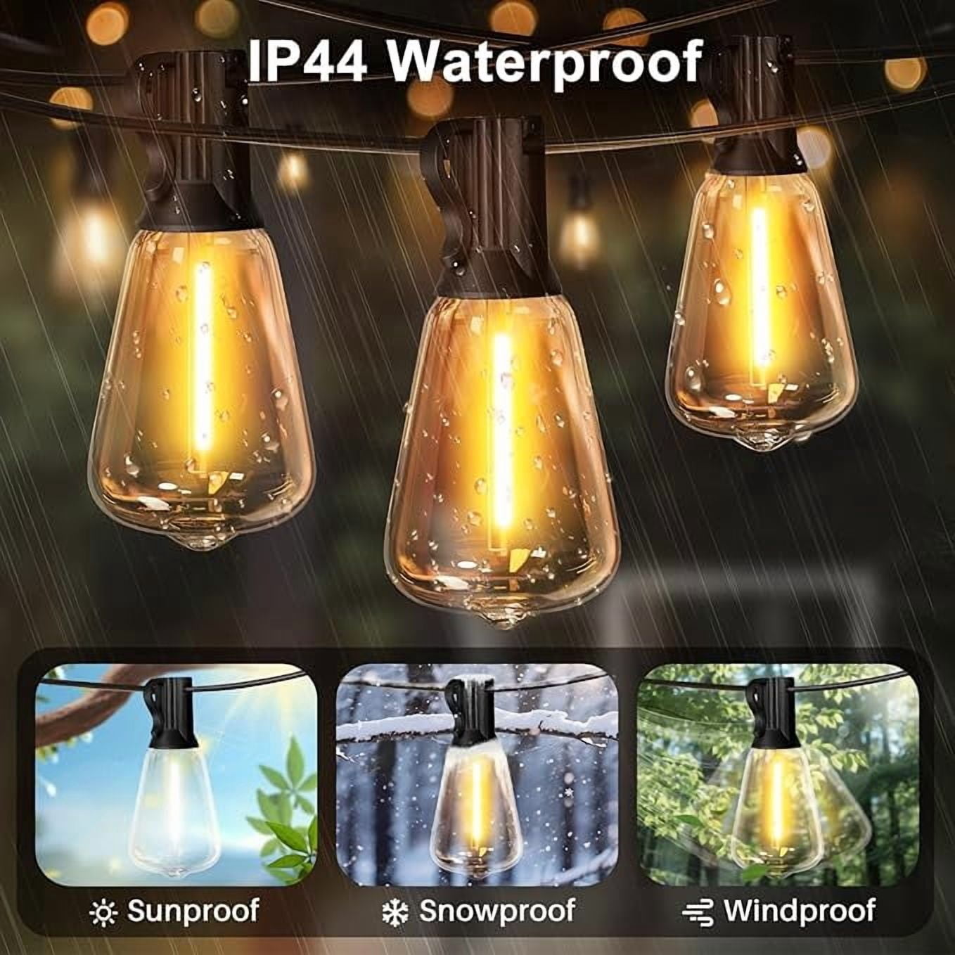 4-Pack 26FT Outdoor Waterproof Patio Lights, 12+1 Shatterproof ST38 Edison Bulbs, Connectable Hanging String Lights for Daily & Party Decoration
