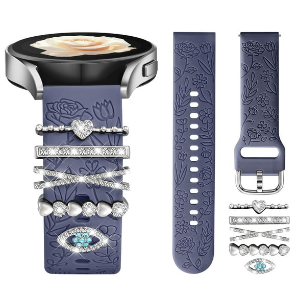 Correa de reloj DaQin grabada con flores, compatible con Samsung Galaxy