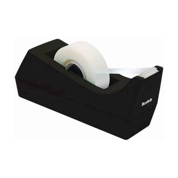 (2 Pack) Scotch Desktop Tape Dispenser, 1" Core, Weighted Non-skid Base, Black