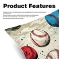thumbnail image 2 of Baseball Velvet Pillow Covers Set of 2 with Unique Patterns for Decorative Pillows - 16x16, 18x18, 20x20 Inches for Various Occasions - Includes Pillow Inserts - 230 Characters, 2 of 6