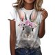 thumbnail image 1 of Blusa de manga corta con cuello redondo para mujer a la moda, camisetas sueltas con estampado Fridja bn6627, 1 of 5