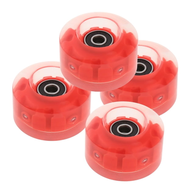4 Roues de Patin à Roulettes Lumineuses, avec Roulements Installés - Rouge Extérieur