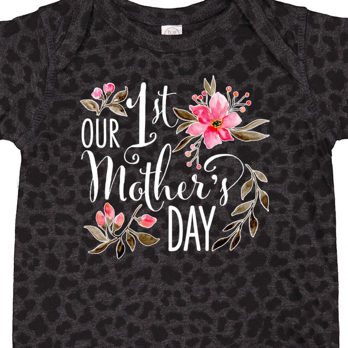 Inktastic Our First Mother's Day Pink Flowers Boys or Girls Baby Bodysuit