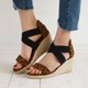thumbnail image 1 of Zapatos de mujer Color Cinturón suave Tejido de leopardo Tacón inclinado Moda Cremallera Sandalias Wmkox8yii  sa1600, 1 of 9