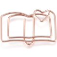 thumbnail image 2 of 50pcs Book Shape Iron Paperclips Cute Paper Clips Funny Bookmark Marking Clips Rose golden 19x30x3mm, 2 of 2