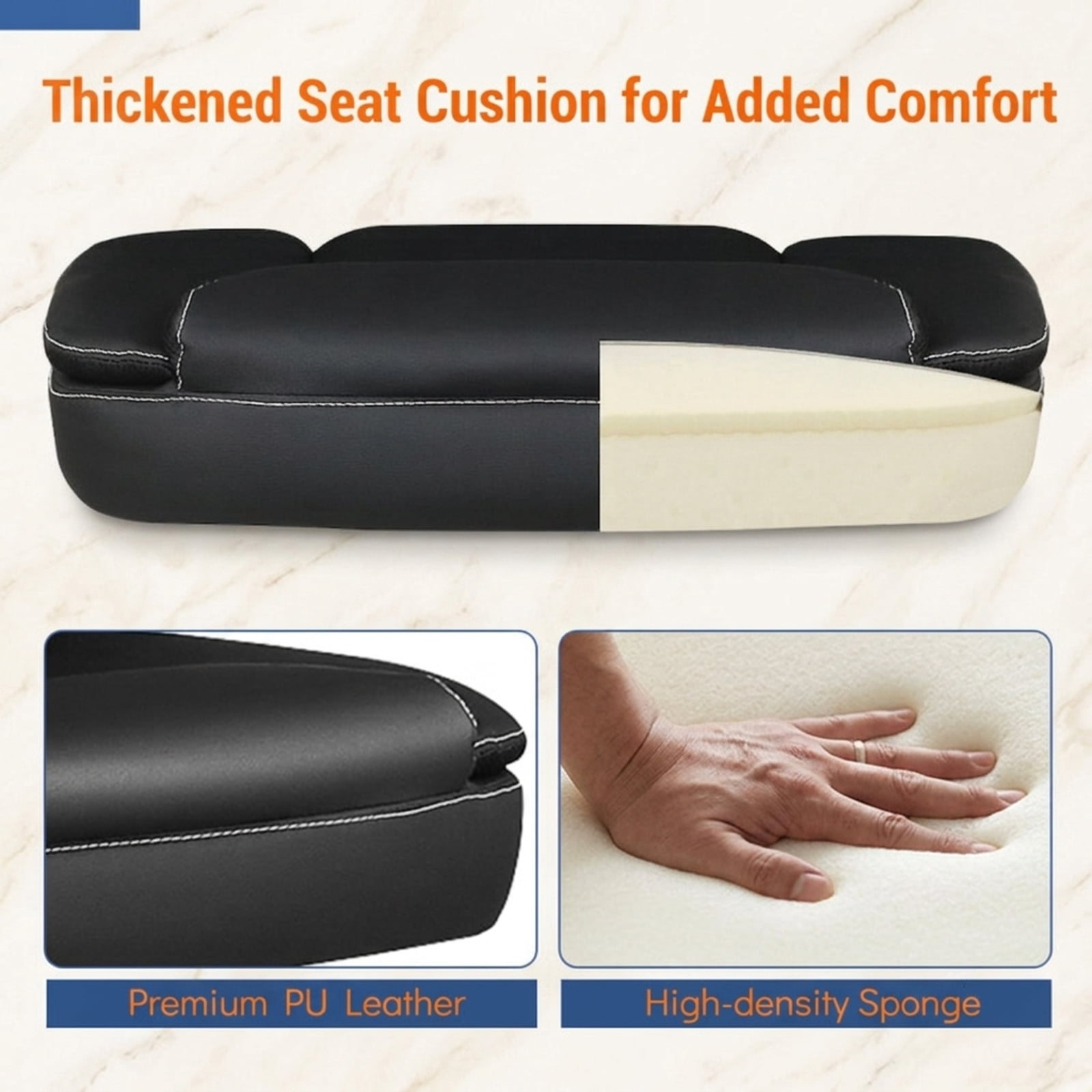 Furnibear Leather Office Chair and Ergonomic Computer Desk Chair with Flip Up Armrests Rocking Function Swivel Seat and Height Adjustment, Black