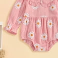 thumbnail image 5 of Staki Newborn Baby Girl Outfit Smocked Bubble Romper Ruffle Long Sleeve Bow Bodysuit Jumpsuit Clothes 0-18M,0-3 Months, 5 of 8