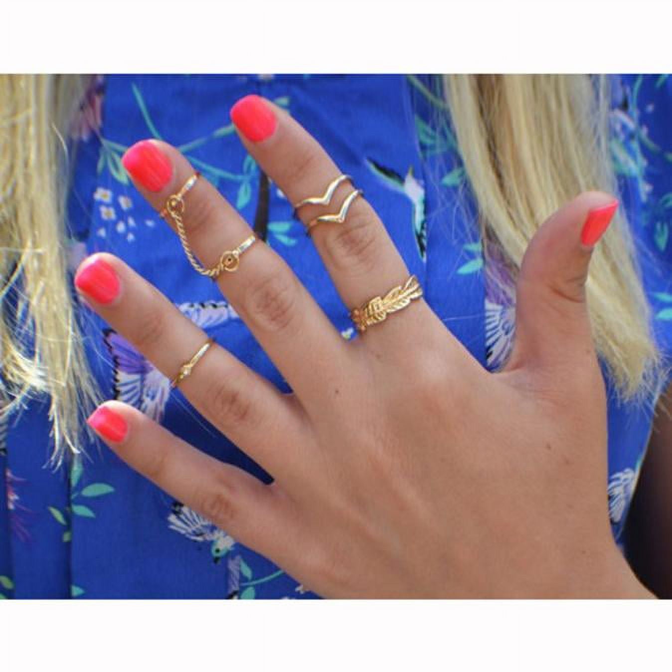 Gold Crystal Multi Chain Six Pack Stacking Rings
