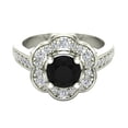 thumbnail image 4 of Fashion Flower Style Black Diamond Ring Halo Wedding Ring 1.28 Carat Total Weight 14K White Gold Finish, 4 of 4
