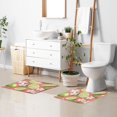 thumbnail image 5 of Toilet Rug U-Shaped Bathroom Rugs Non-Slip Soft Plush Machine Washable Contour Bath Mat Limes and White Flowers 24x20, 5 of 9