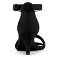 thumbnail image 2 of BLISSFUL STEP Women's Shoes Faux Suede Ankle Strap Kitten Heel Slide Straps Solid Sandals  Black 9.5, 2 of 8