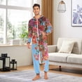 thumbnail image 4 of Flowers Garden Roses Adult Onesie Pajamas Slim Fit Christmas One Piece Suit Pjs for Women and Men Hooded Zipper, 4 of 7