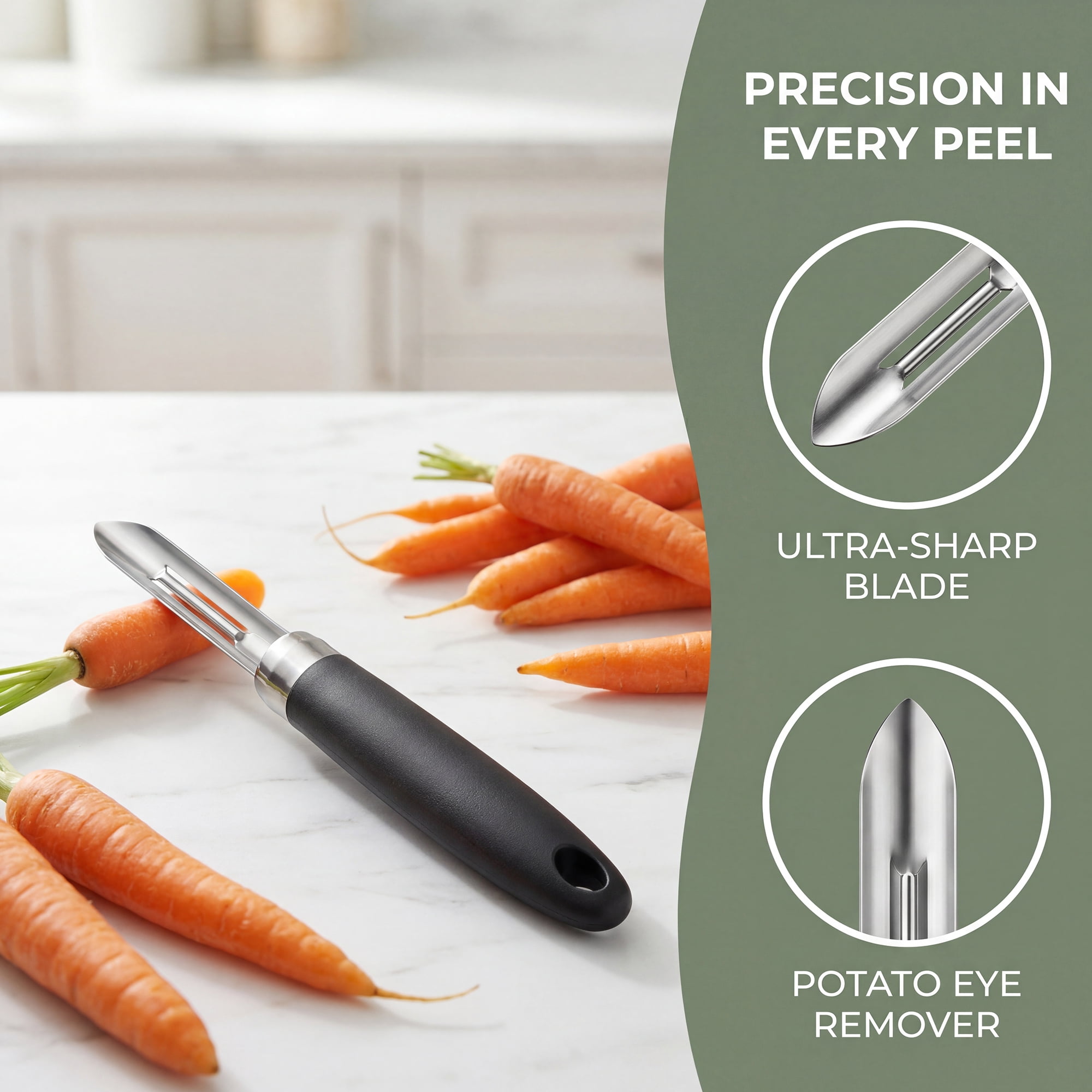 Unique Bargains Useful Stainless Steel Peeler with Ergonomic Handle Black-Peelers 7.9x1 in