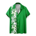 thumbnail image 2 of cllios Hawaiian Shirt Funny St Patricks Day Beach Tshirts Lucky Green Shamrock Print Short Sleeve Bowling T Shirt Casual Button Down Party Tops, 2 of 5