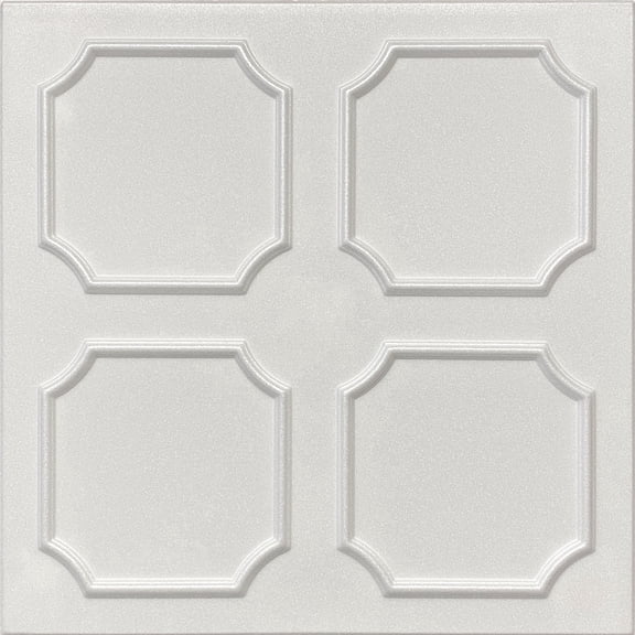 20x20 Styrofoam Ceiling Tiles Glue-Up Decorative Panels for Easy DIY Install, Home & Basement Renovation. R1 Alfa, Plain White, Lot/8