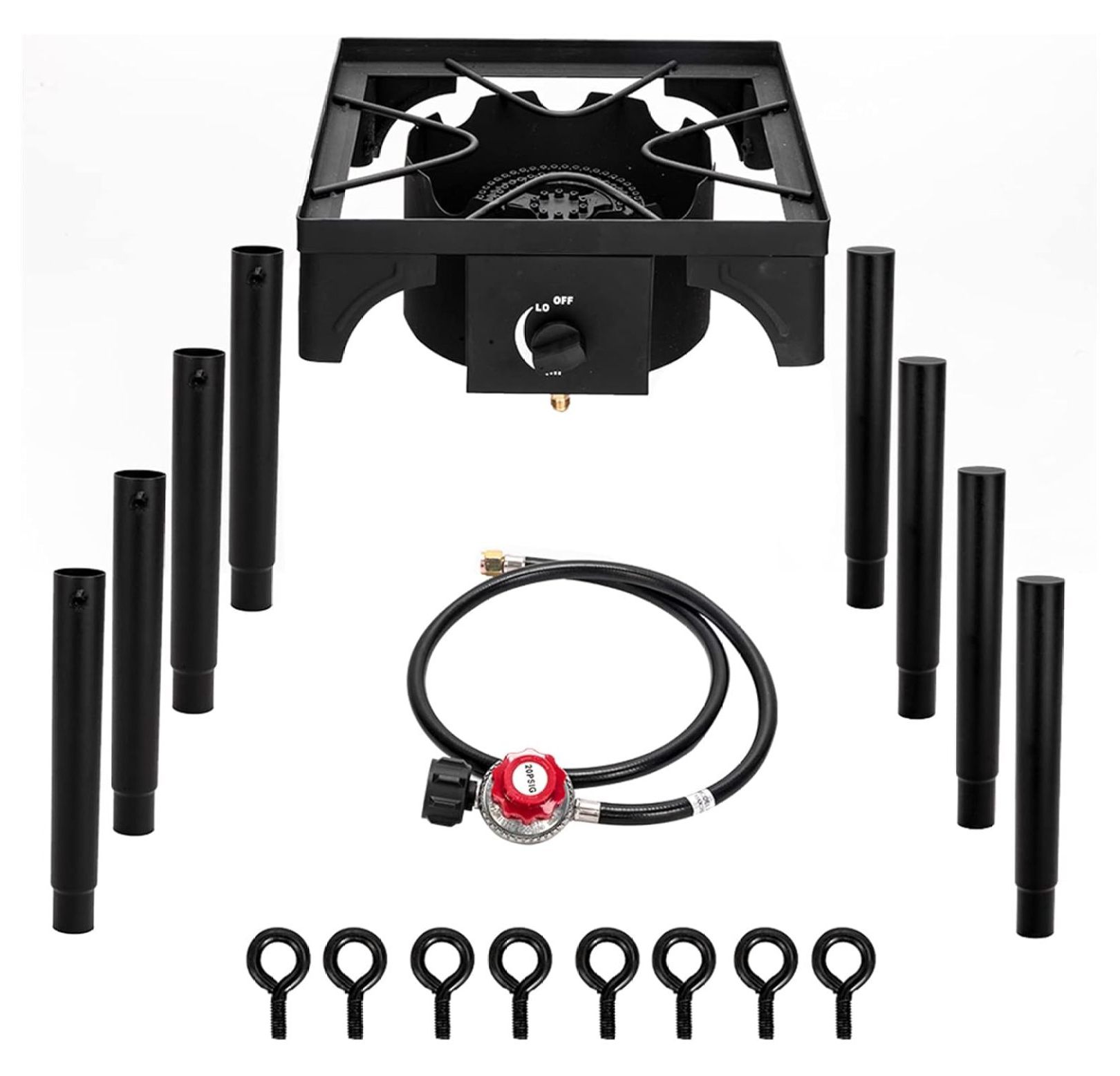 TiaGOC 1 Burner Propane Gas Stove for Outdoor Cooking, 75,000 BTU Camping Cooker with Removable Legs, Temperature Control Knobs for Backyard Cooking, BBQ, Baking and Frying(Single Burner)