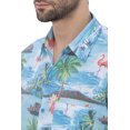 thumbnail image 3 of LA LEELA Men's Hawaiian Shirts Short Sleeve Button Down Shirt Men's Hawaii Shirts Boho Vacation Summer Beach Shirts for Men S Allover Flamingo, Bright Blue, 3 of 6