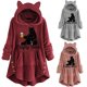thumbnail image 4 of Vestido largo con capucha para mujer, bonito patrón de invierno con orejas de gato, forro polar borroso con capucha, vestido de manta, Tops de felpa para chicas adolescentes Pompotops gfhjh14182, 4 of 5