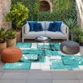 thumbnail image 2 of Turquoise Pink Outdoor Rug for Patio/Deck/Porch, Non-Slip Large Area Rug 5 x 8 Ft, Modern Abstract Art Botanical Indoor Outdoor Rugs Washable Area Rugs, Reversible Camping Rug Carpet Runner, 2 of 8