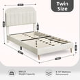 thumbnail image 4 of Tamaño individual size forrado cama de plataforma con de madera slats y estante de libros cabecero, support para boys, girls, teens, no necesita colchón base, beige, 4 of 7