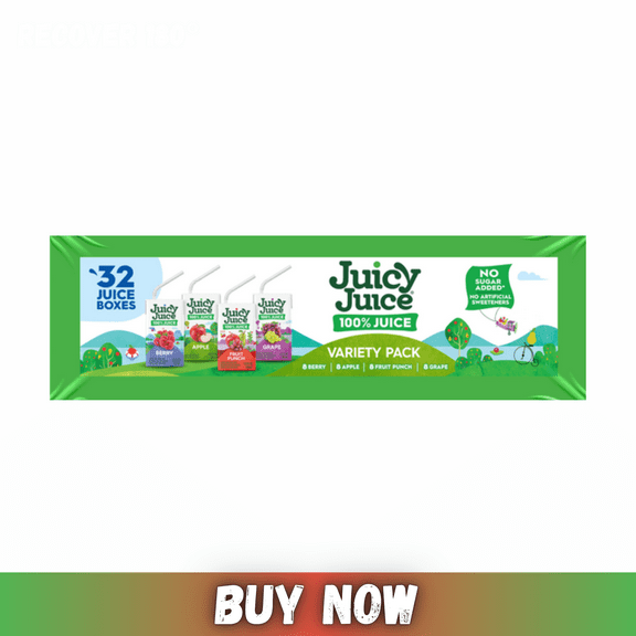 Juicy Juice 100% Assorted Fruit Juice Variety Pack, 4.23 fl oz Boxes, 32 Count Kids’ Healthy Beverage