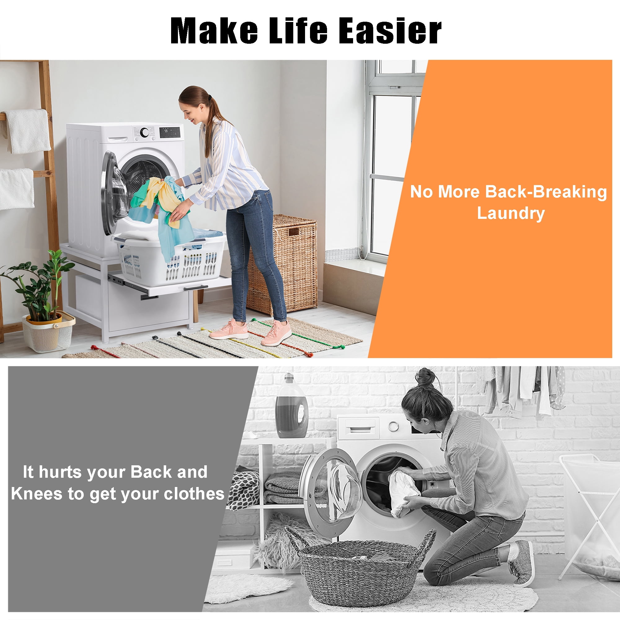 Washer Dryer Pedestal Stand, 24.1" Laundry Pedestal for Compact Washing Machine